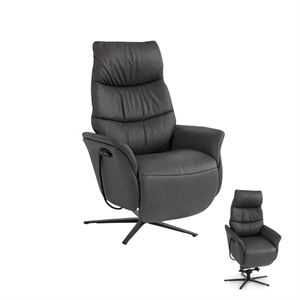 Himolla Edmonton 7051 lænestol M / 2 motor + Elektrisk nakkejustering + Sædeløft / Sort læder 24